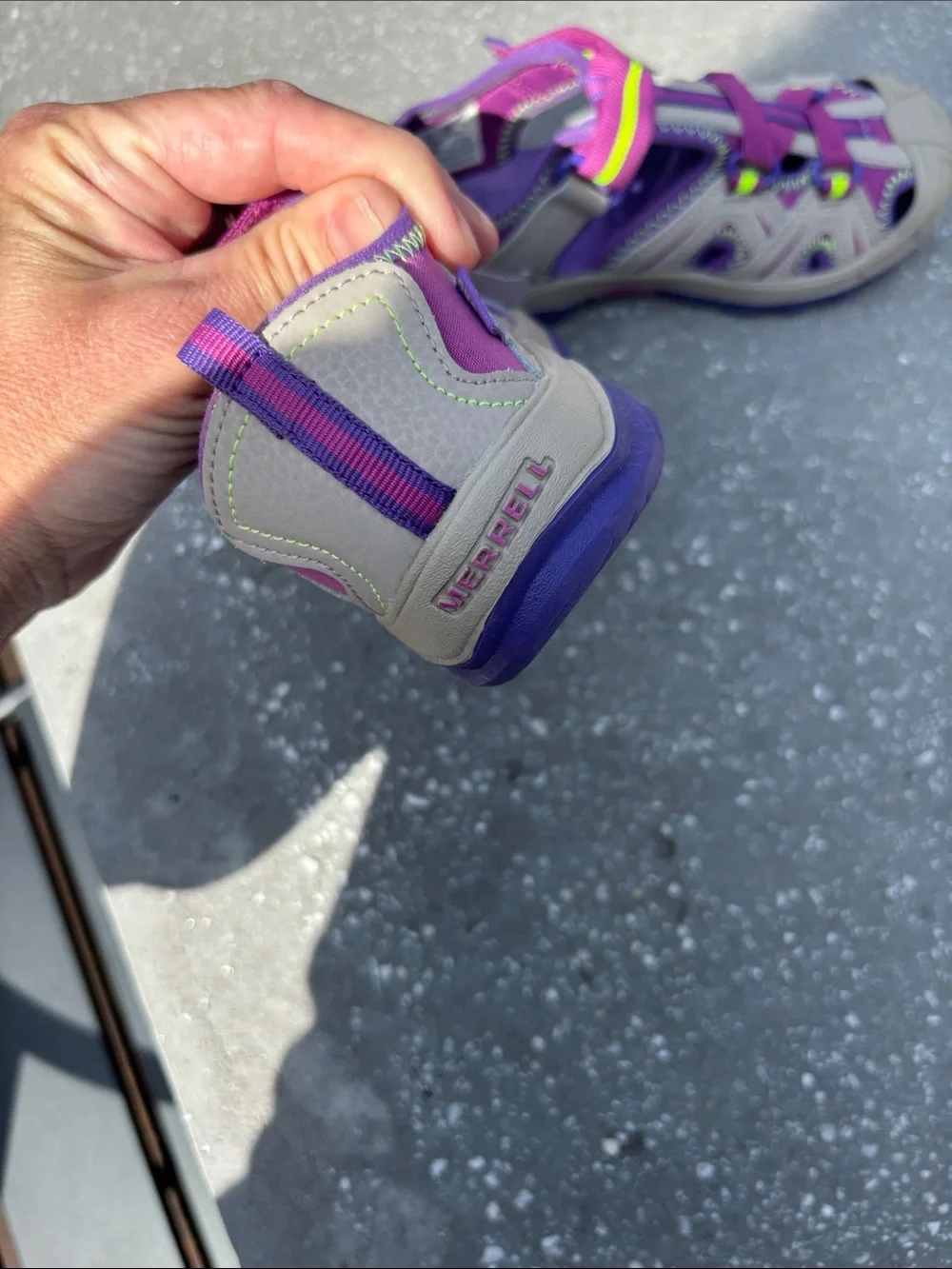 Merrell Kids Purple and Beige Water-Ready Sandal with Neon Accent